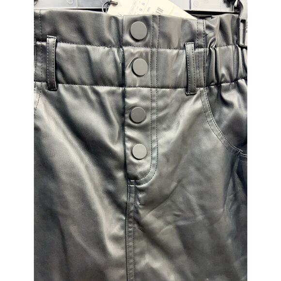 Zara knit Faux Leather Paper Bag Mini Skirt size Small Black NWT - Picture 4 of 6